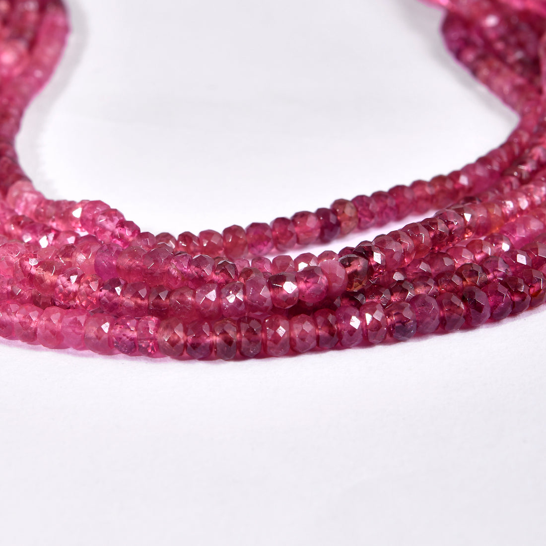 Turmalina Rosa AAA Botão Facetado 3.5 a 4 mm | Pedra Natural em Fio 40 cm