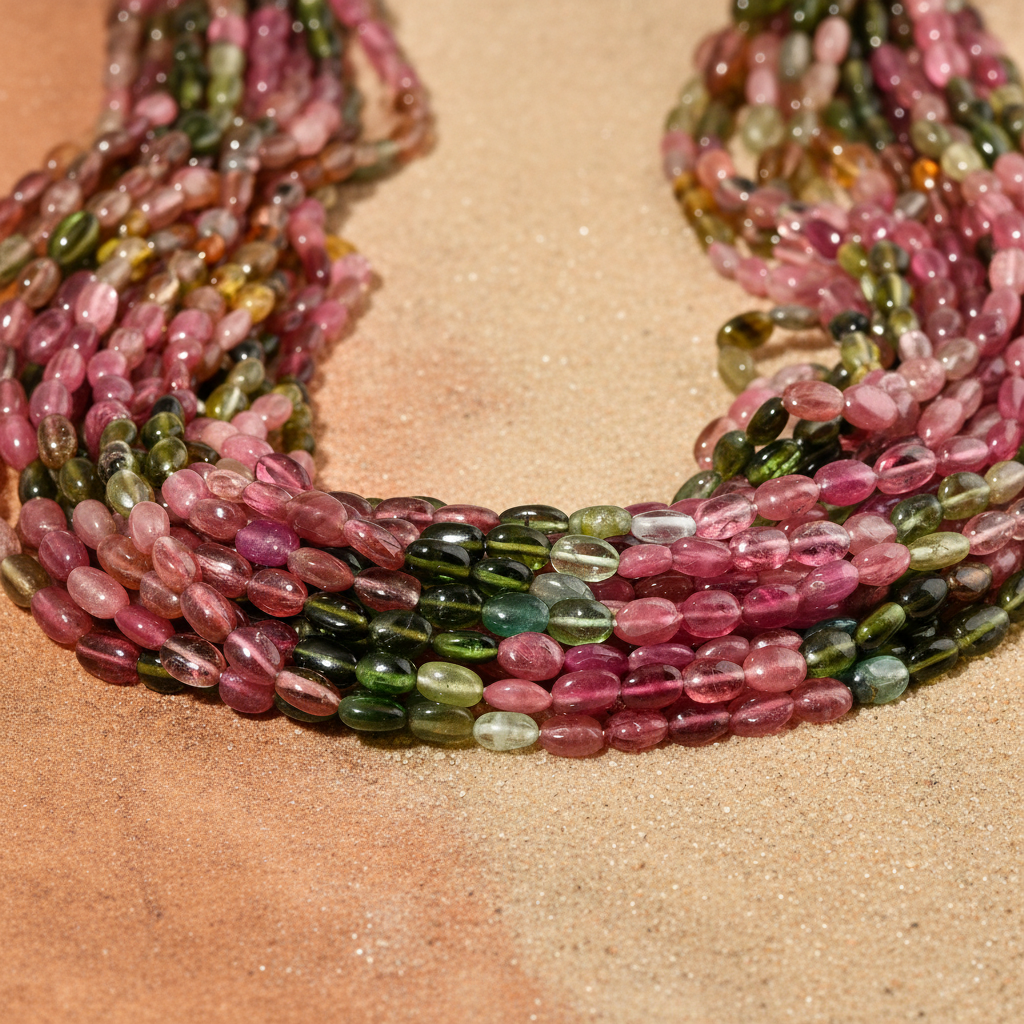 Fio de Turmalina Multicolor Oval 5x3 mm Natural | SACHI