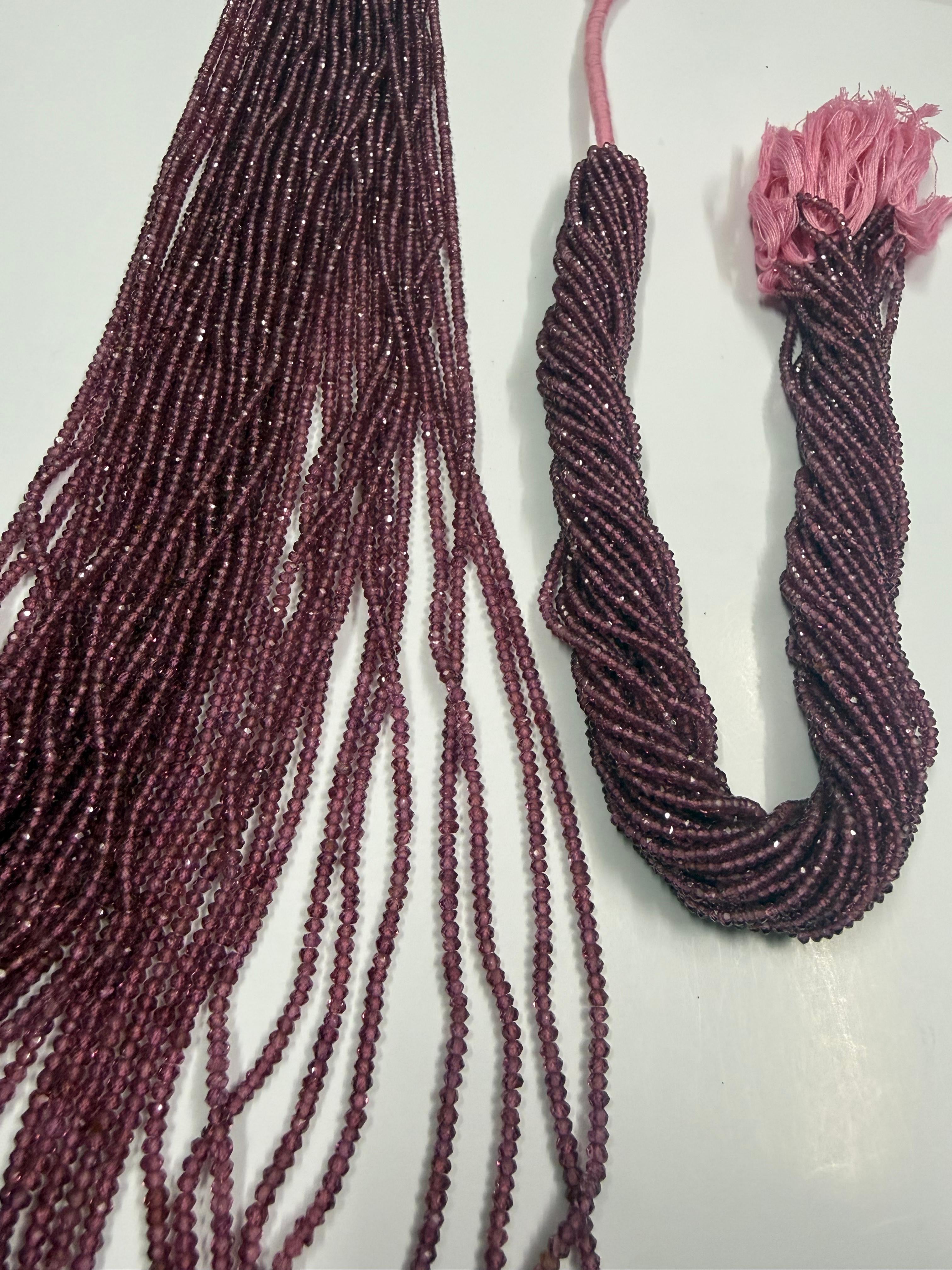 Rodolita Botão Facetado 3 mm - 1 Fio 38 cm