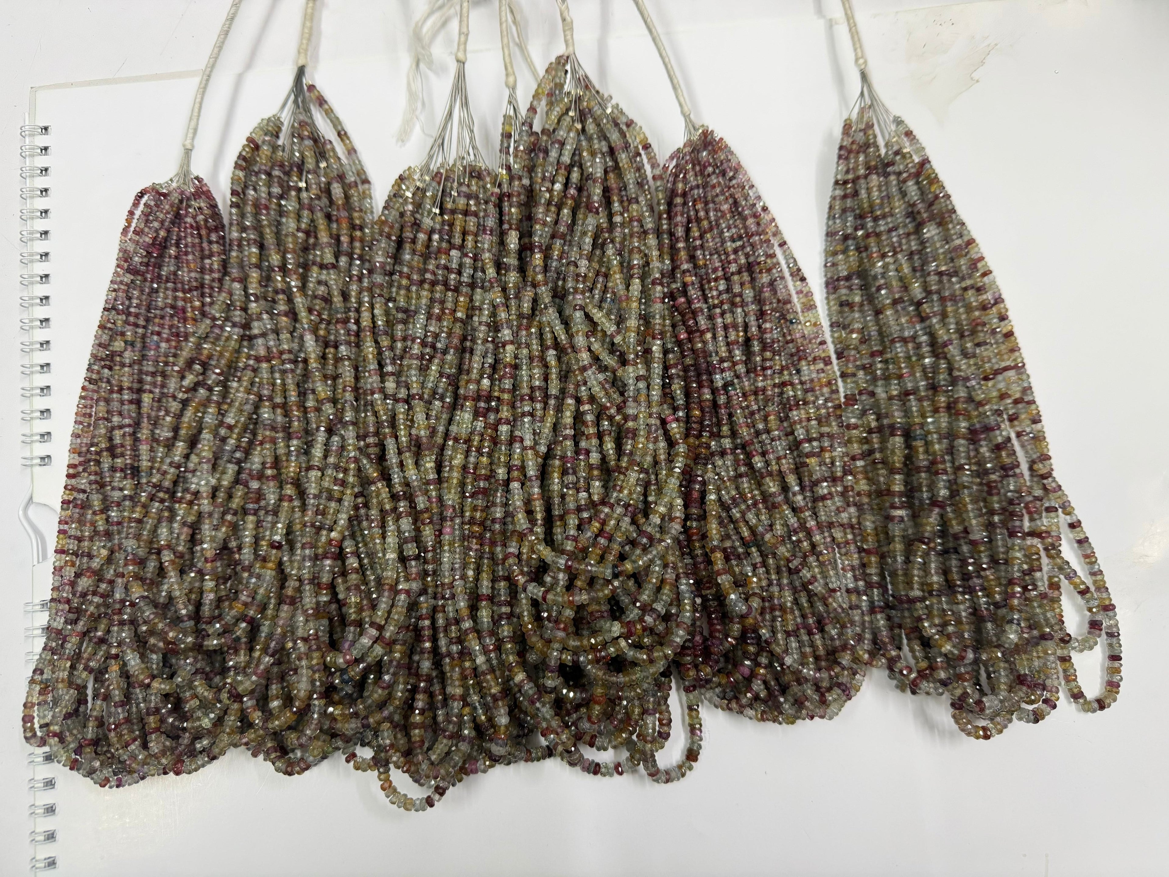 Safira Botão Facetado 3-4 mm - 1 Fio 40 cm