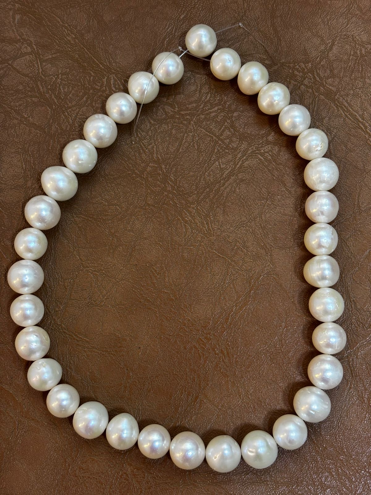 Fio de Pérola Natural Grande 11–12.6mm – 40cm (34 Peças) para Joalheria Autoral