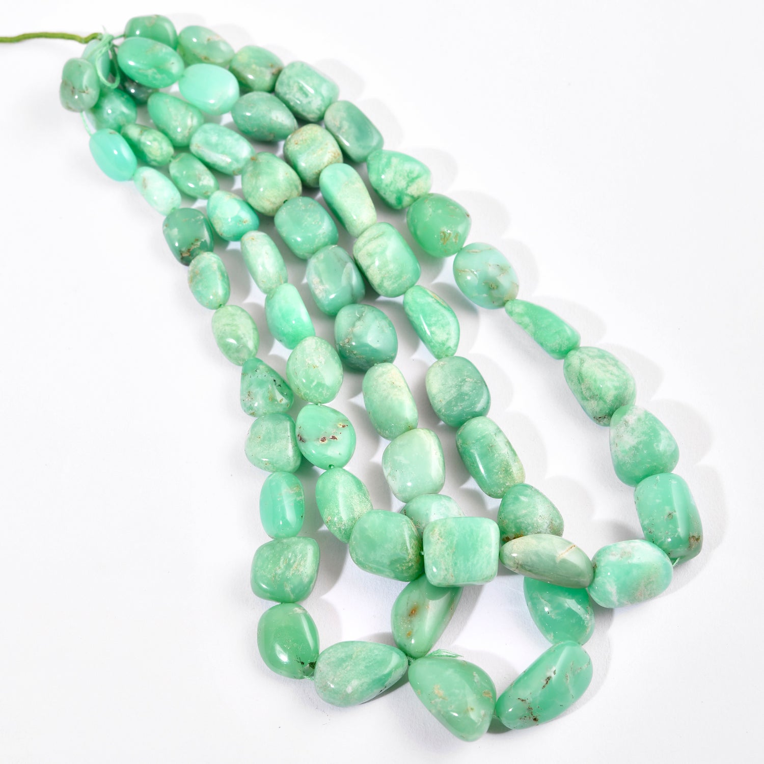 CRISOPRÁSIO NUGGET 8x11 MM - 20X16 MM  – 1 FIO – 45CM