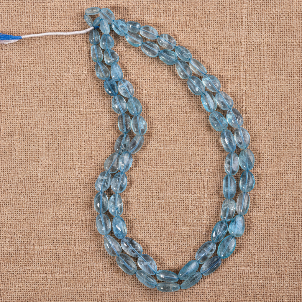 Fio de Água Marinha Natural 8-13.5mm – Pedra Lapidada para Joias - 40 cm