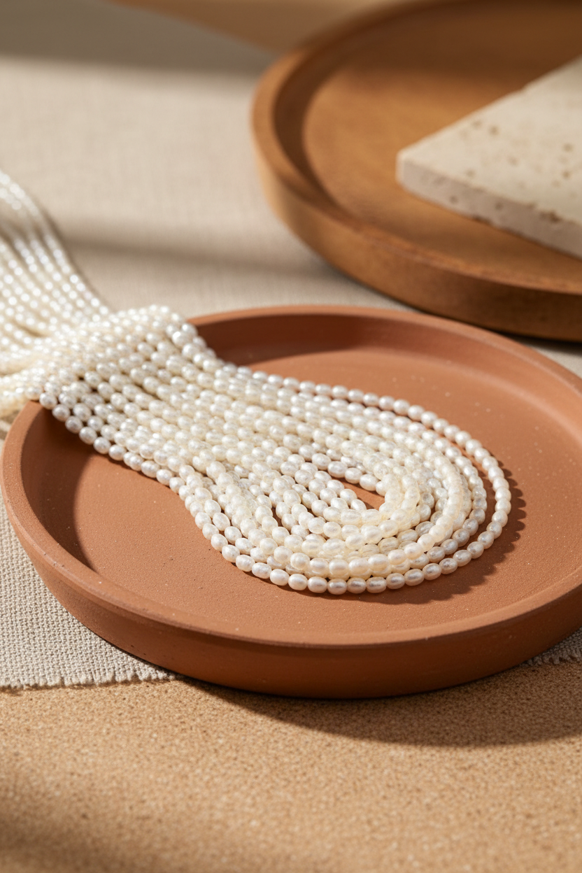 Perola Arroz Branca 2.5-3 mm - 1 Fio - 38-40 cm