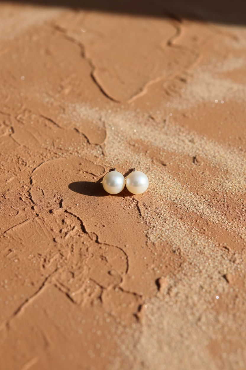 Par de Pérolas Redondas Naturais 8–8.5mm com Meo Furo (2 Peças)