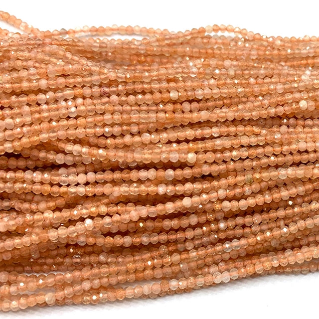 Fio de Pedra Natural Botão Facetado 2x3mm | 40cm para Joias