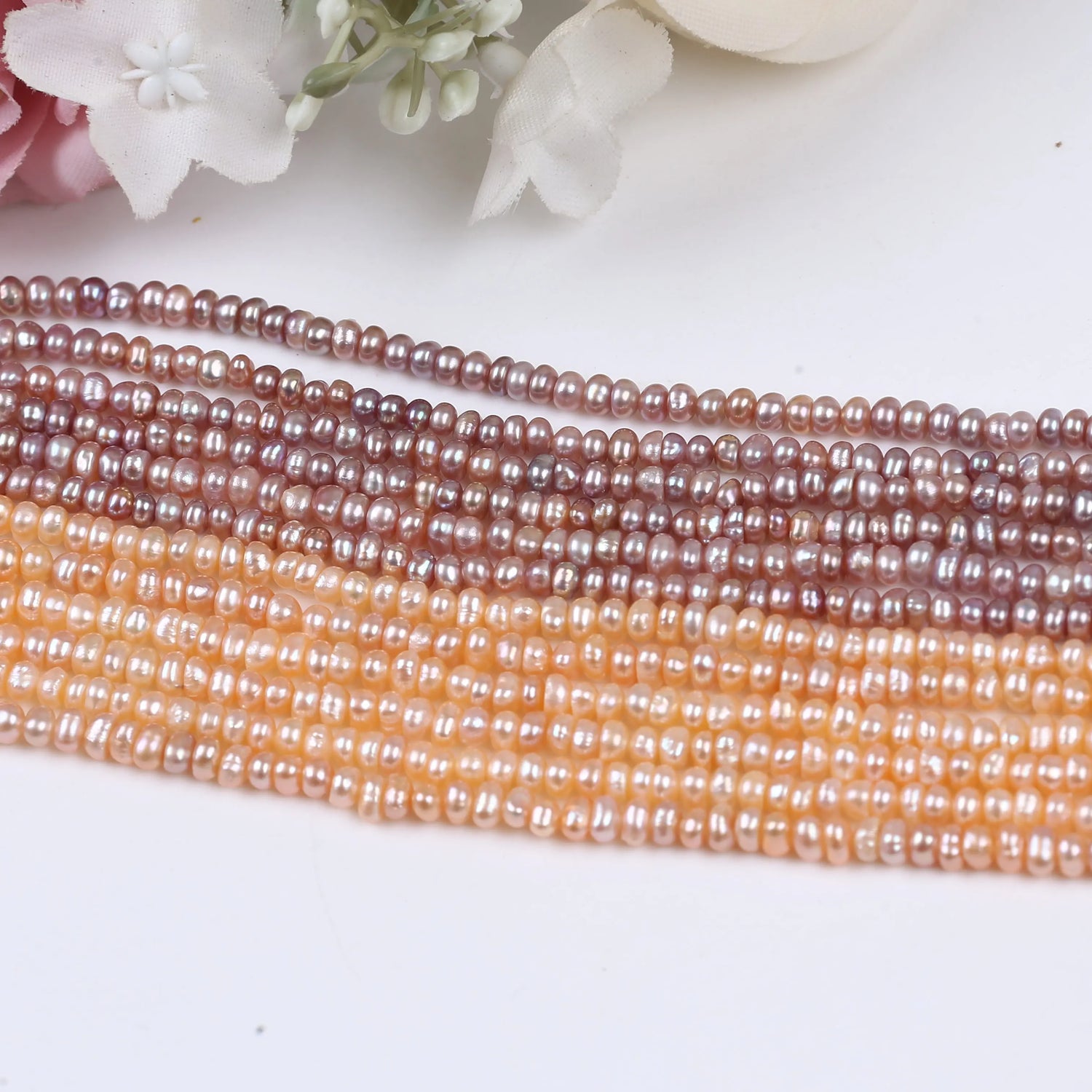 PEROLA ROSA & LAVANDA 3-3.5 MM - 1 FIO -38CM