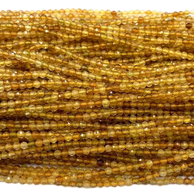 TURMALINA AMARELA BOLA FACETADA 2-2.5 MM - 1 FIO - 40 CM