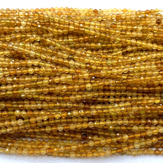TURMALINA AMARELA BOLA FACETADA 3-3.4 MM - 1 FIO - 40 CM