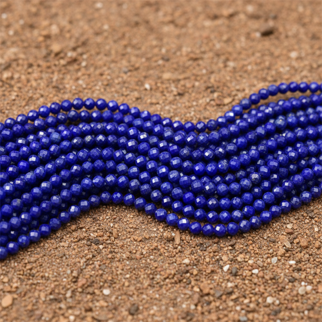 LAPIS LAZULI BOLA FACETADA 4-4.3 MM - 1 FIO - 40 CM