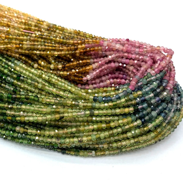 Fio de Pedra Natural Botão Facetado 2x3mm | 40cm para Joias