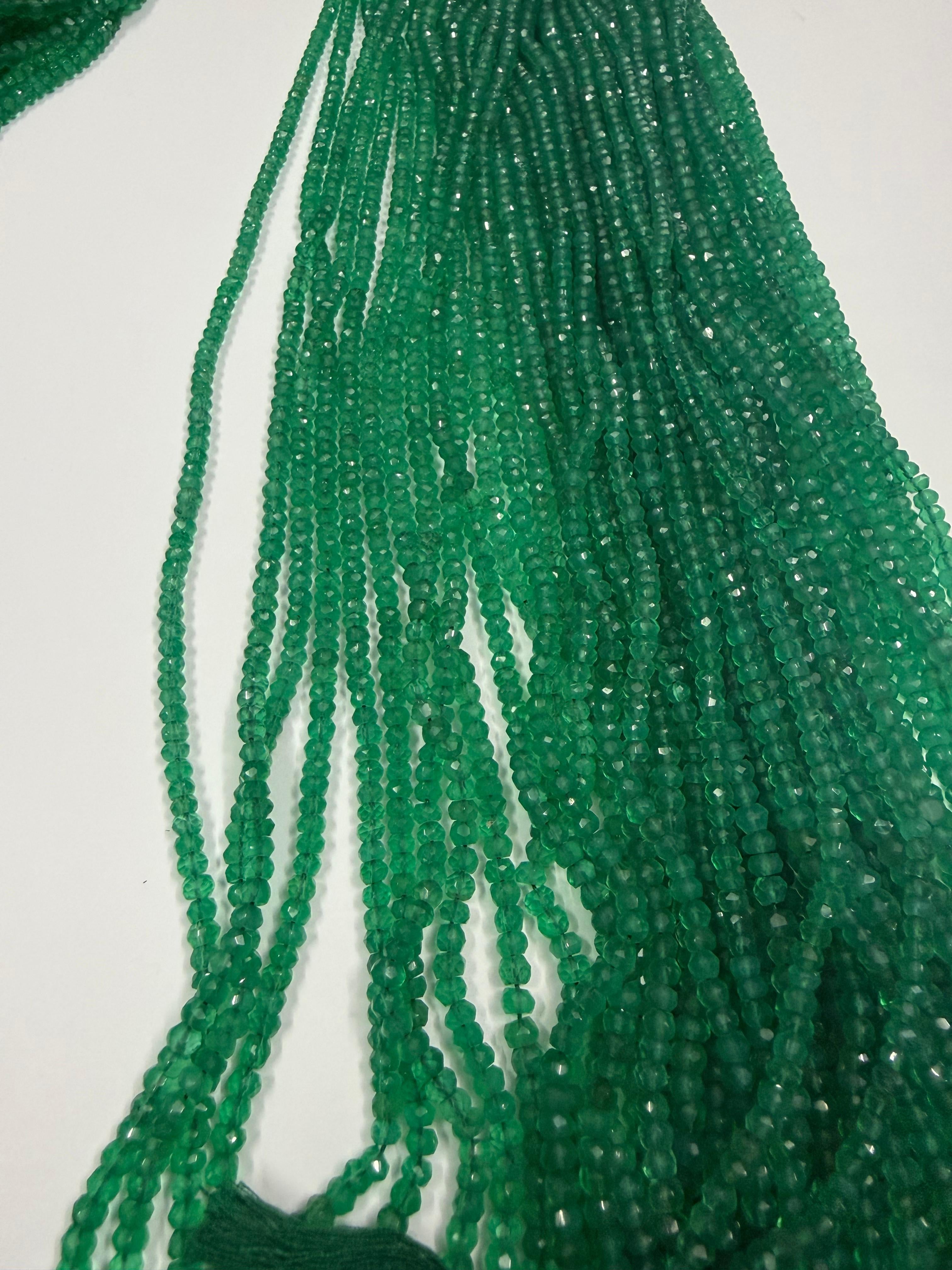 Onix Verde Botão Facetado 4-4.5 mm - 1 Fio 38 cm