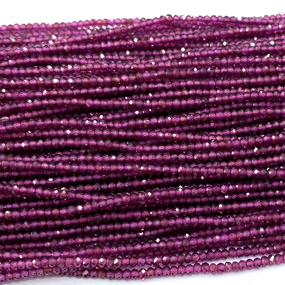 Almandina Botão Facetado 3x4 mm - 1 Fio - 40 cm