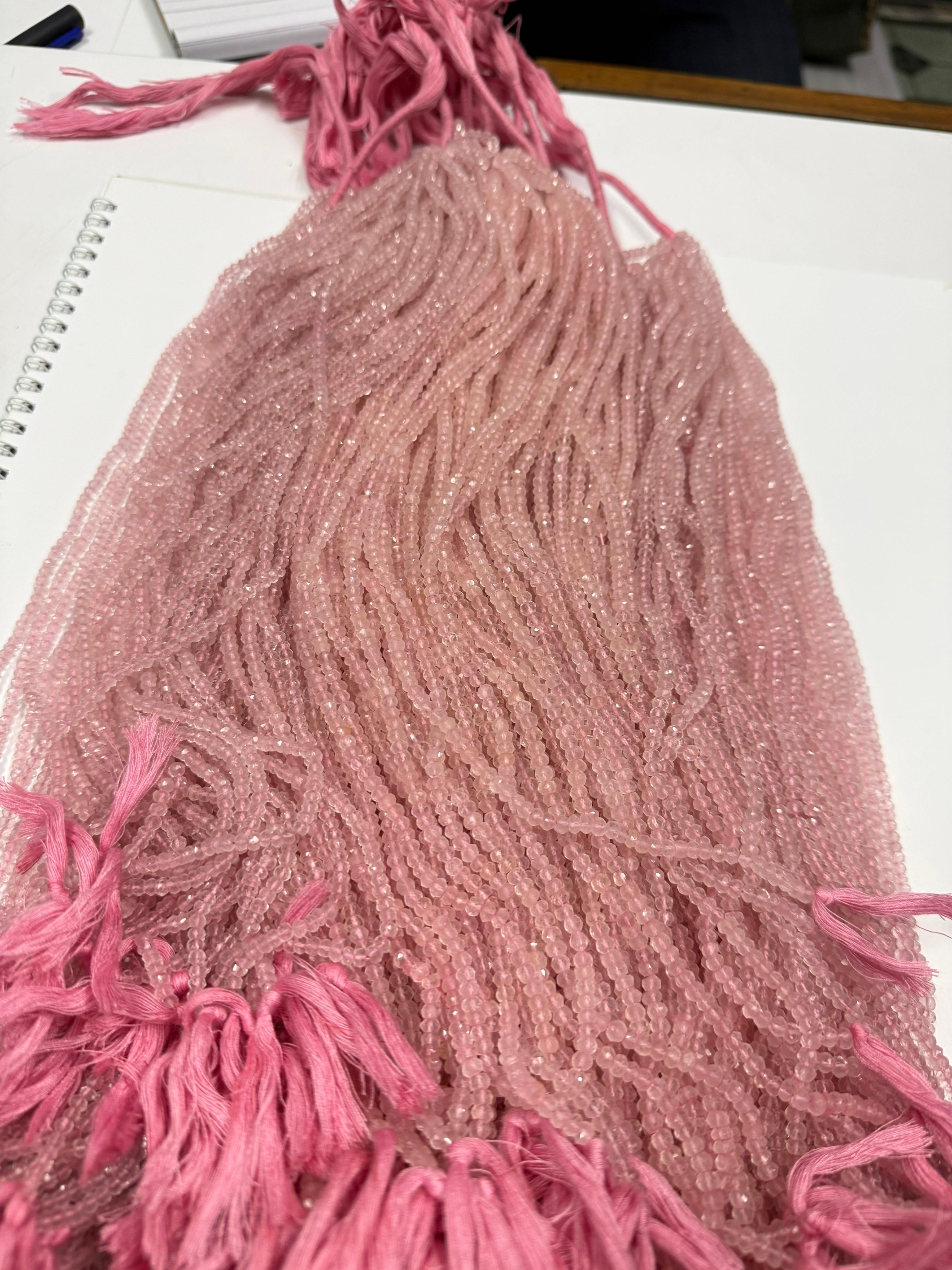 Quartzo Rosa Botão Facetado 4-4.5 mm - 1 Fio 38 cm