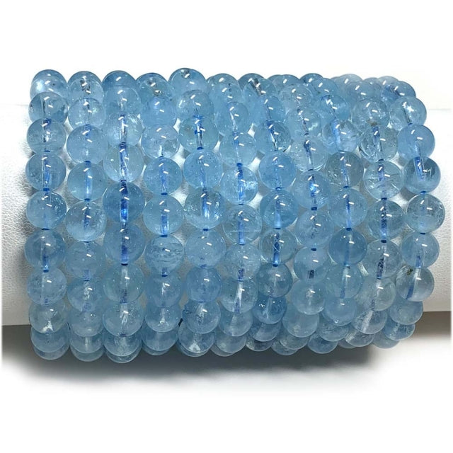 AGUA MARINHA BOLA 6,7,8,10 MM - BRACELETE 19 CM