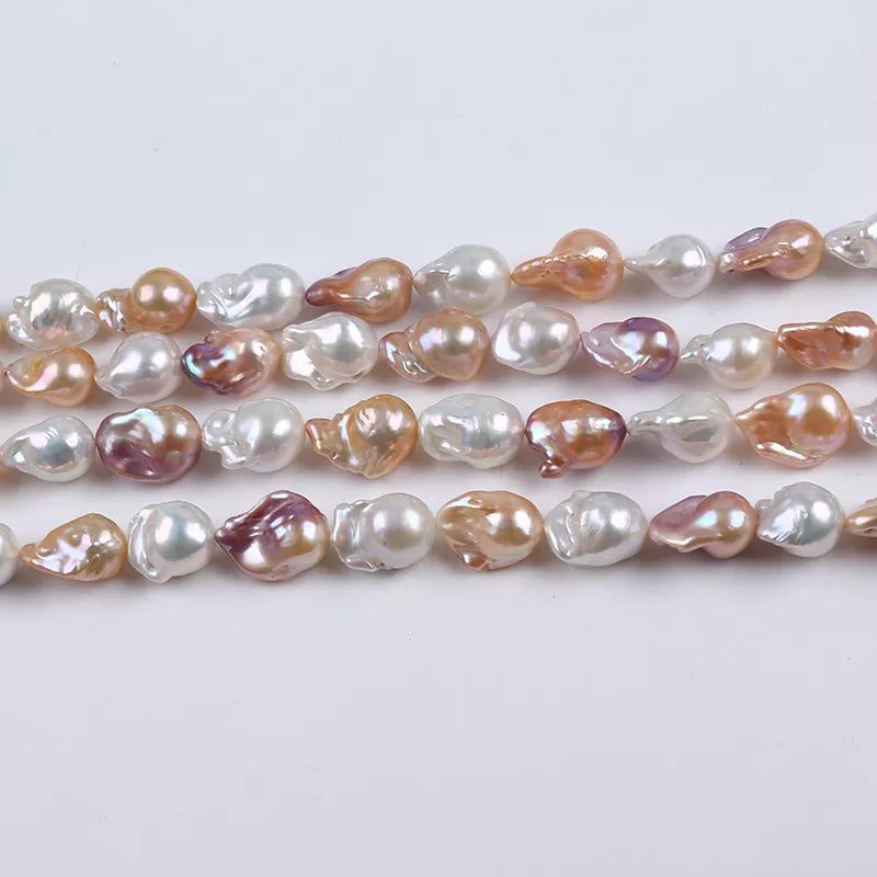 PZ-1074 - Natural Big Size Freshwater Baroque Shape Real Pearls Natural Color Pearl Strings