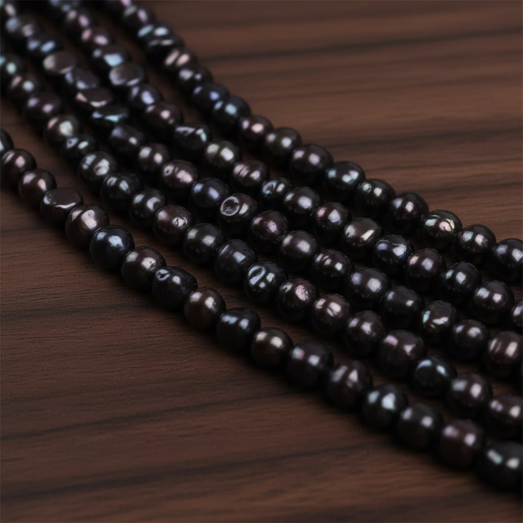 PZ-1075 - 10-11mm black freshwater baroque pearl stands,Wholesale natural pearl necklace for women