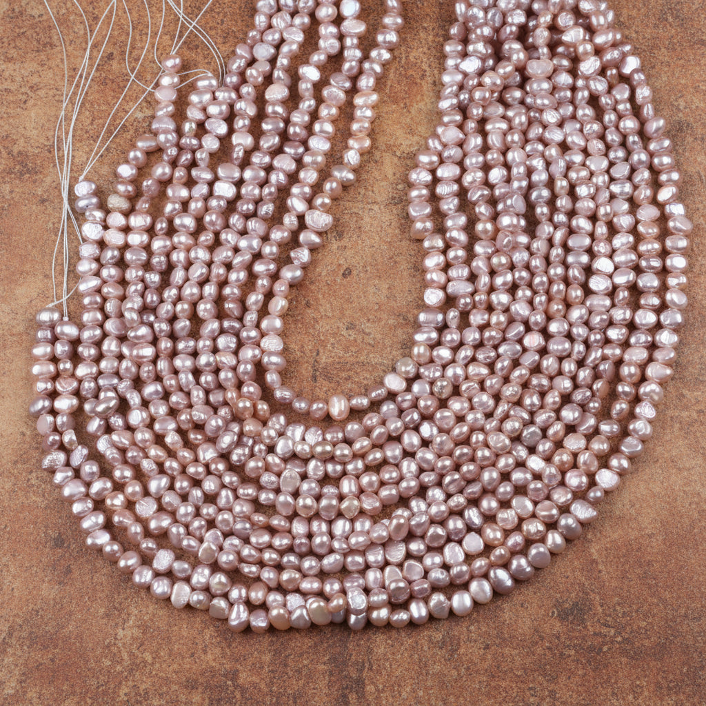 Fio de Pérola Rosa Natural 5–6mm – 38cm para Joalheria Delicada