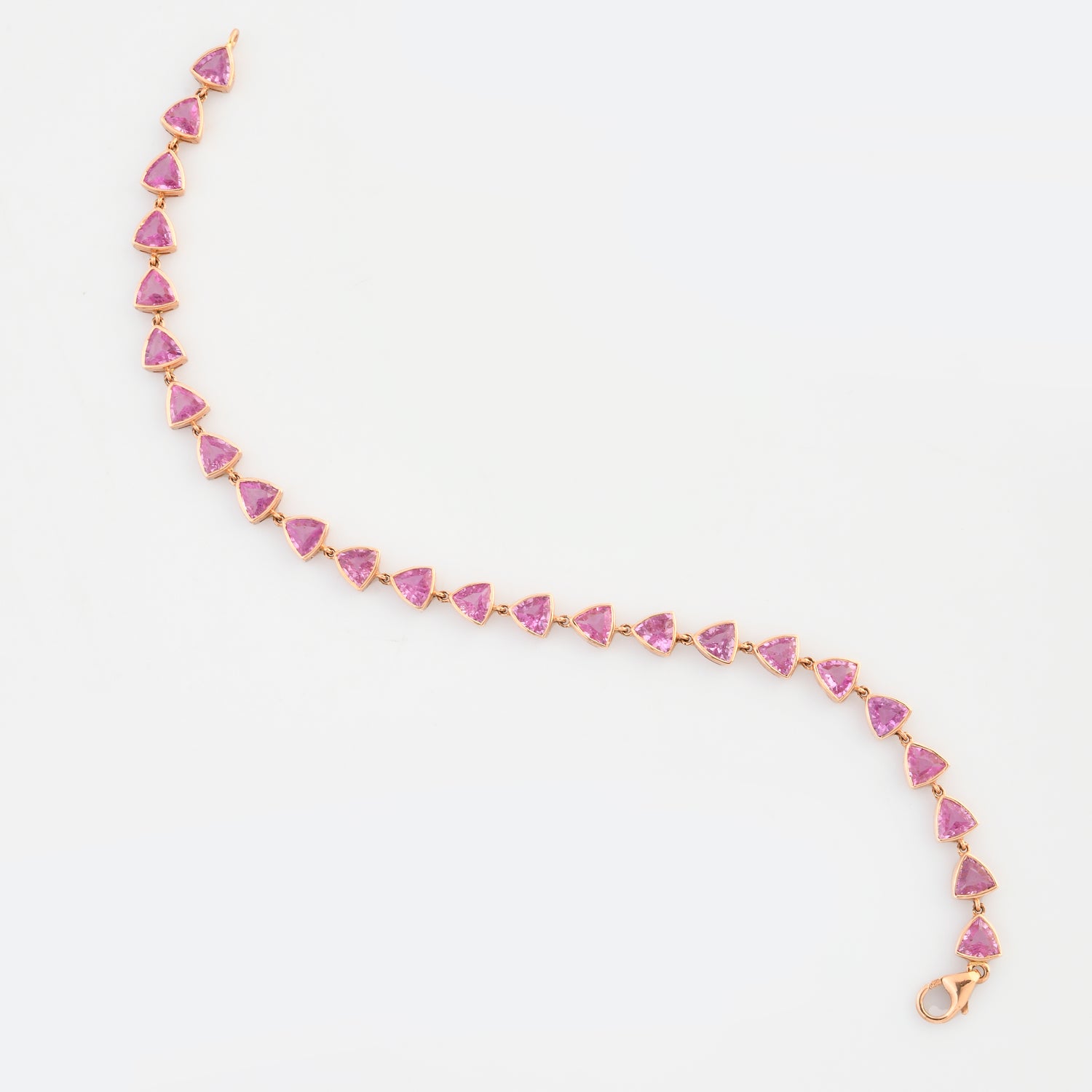 Pulseira Trillion Rose Cut Safira Rosa