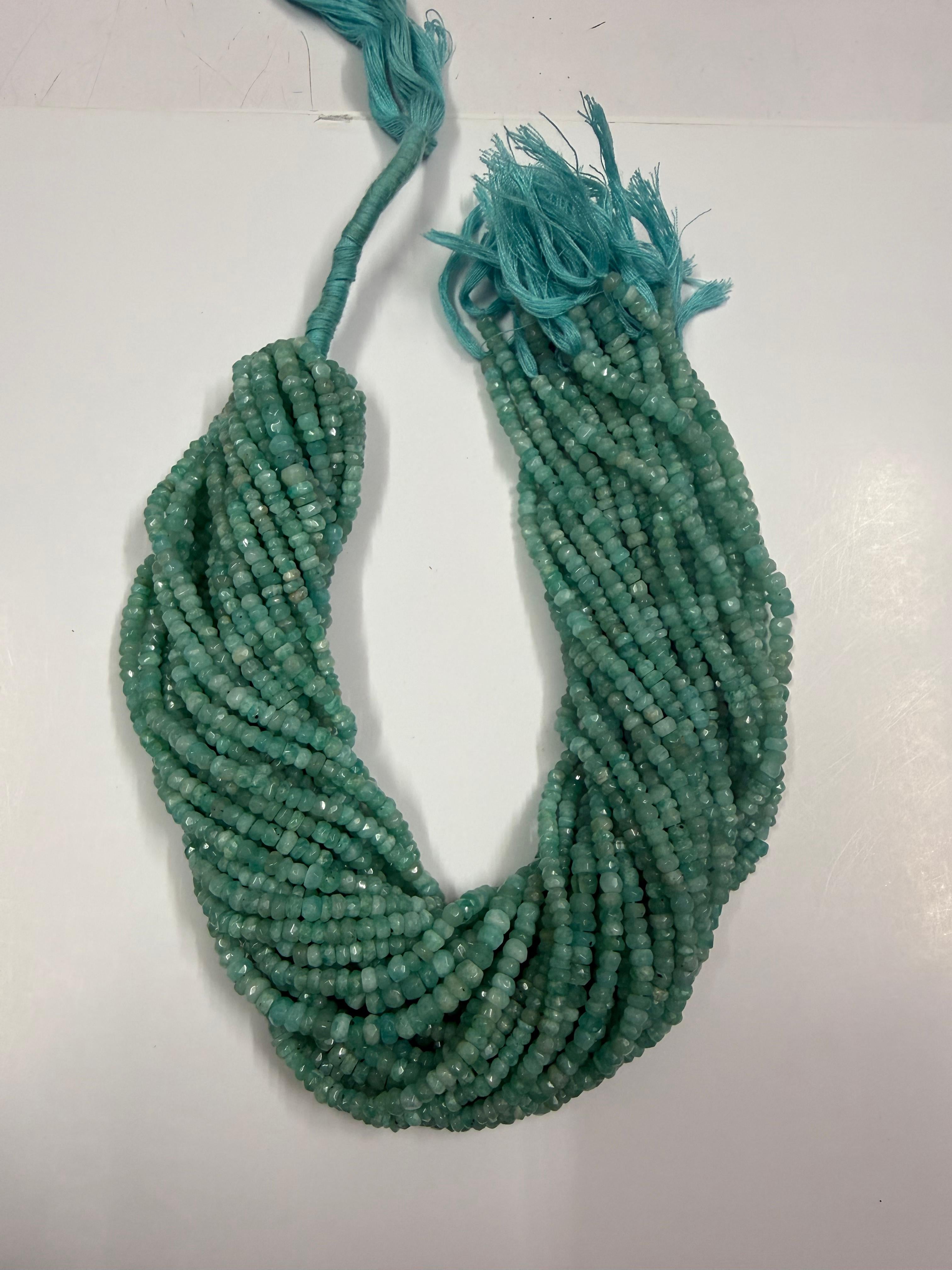 Amazonita Botão Facetado 4-4.5 mm - 1 Fio 38 cm