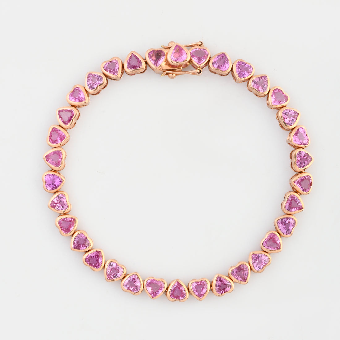 Pulseira Riviera Coração Invertido Safira Rosa