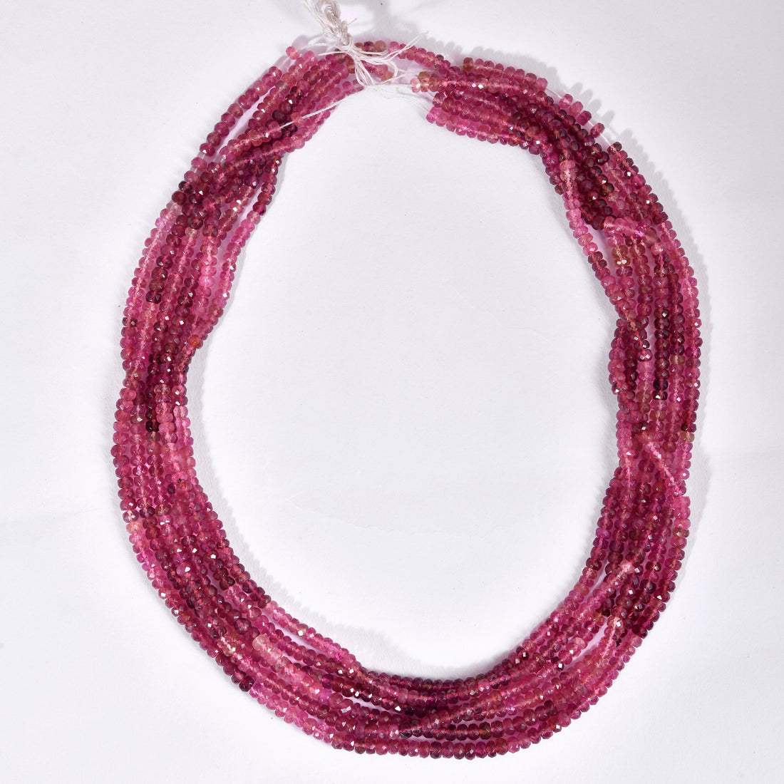 Turmalina Rosa AAA Botão Facetado 3.5 a 4 mm | Pedra Natural em Fio 40 cm