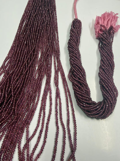 Rodolita Botão Facetado 3 mm - 1 Fio 38 cm