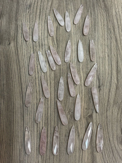 QUARTZO ROSA -  7x32 MM COM FURO - LOTE COM 5 PEÇAS