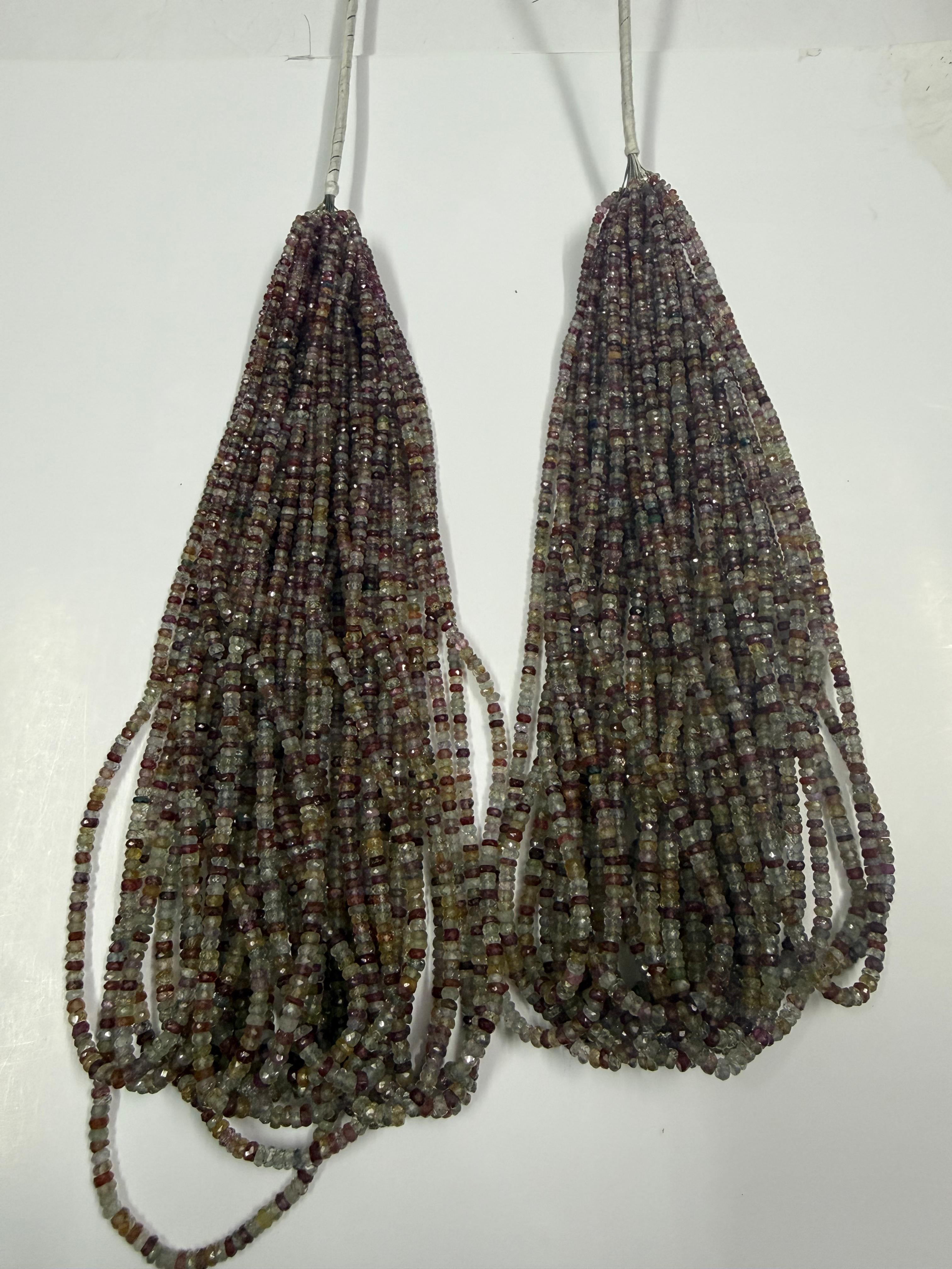 Safira Botão Facetado 3-4 mm - 1 Fio 40 cm