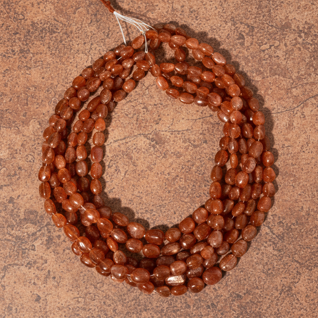 Fio de Pedra do Sol Natural Oval 11x7–12x9 mm | Pedras Naturais em Fio