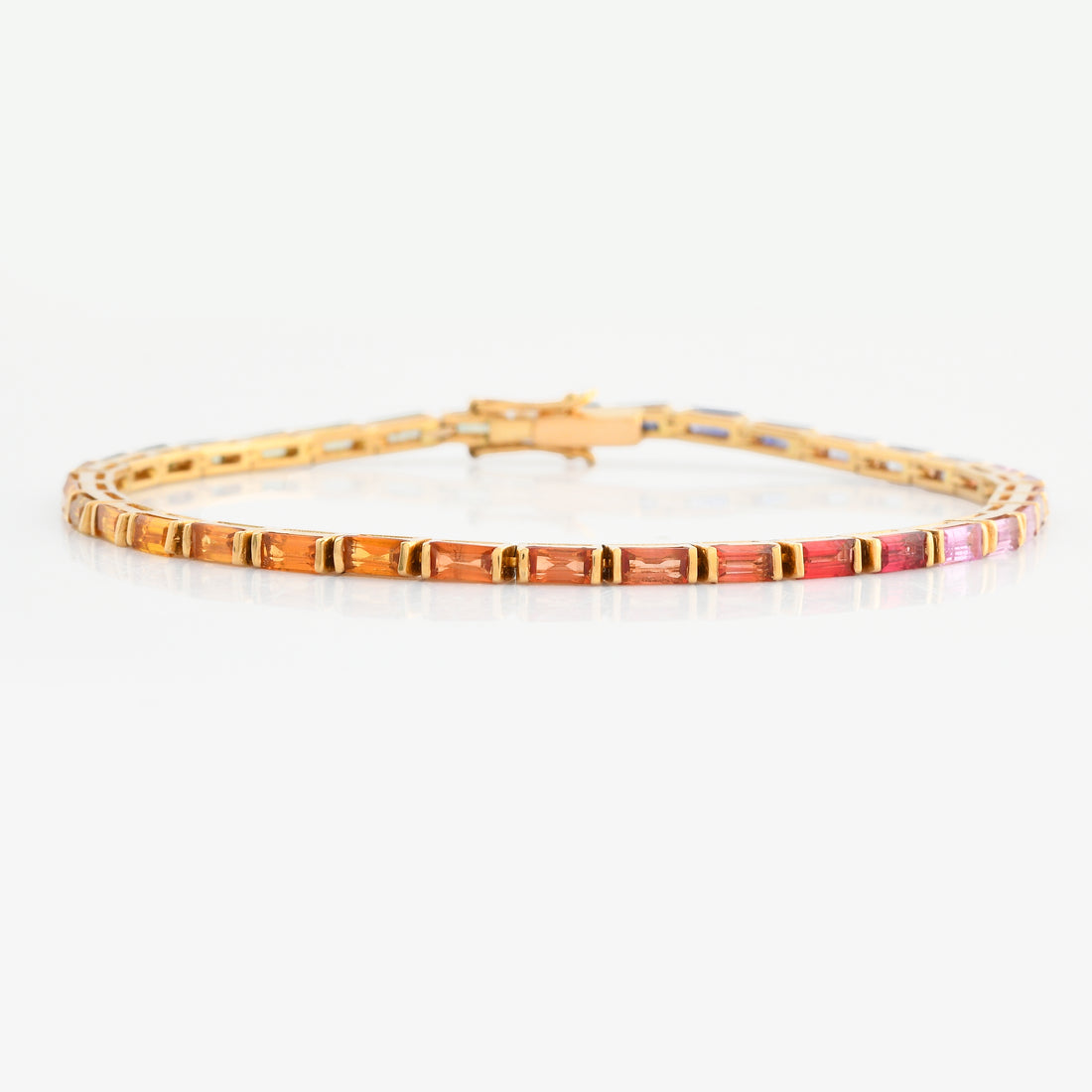 Pulseira Riviera Baguete Safira Multicolorida