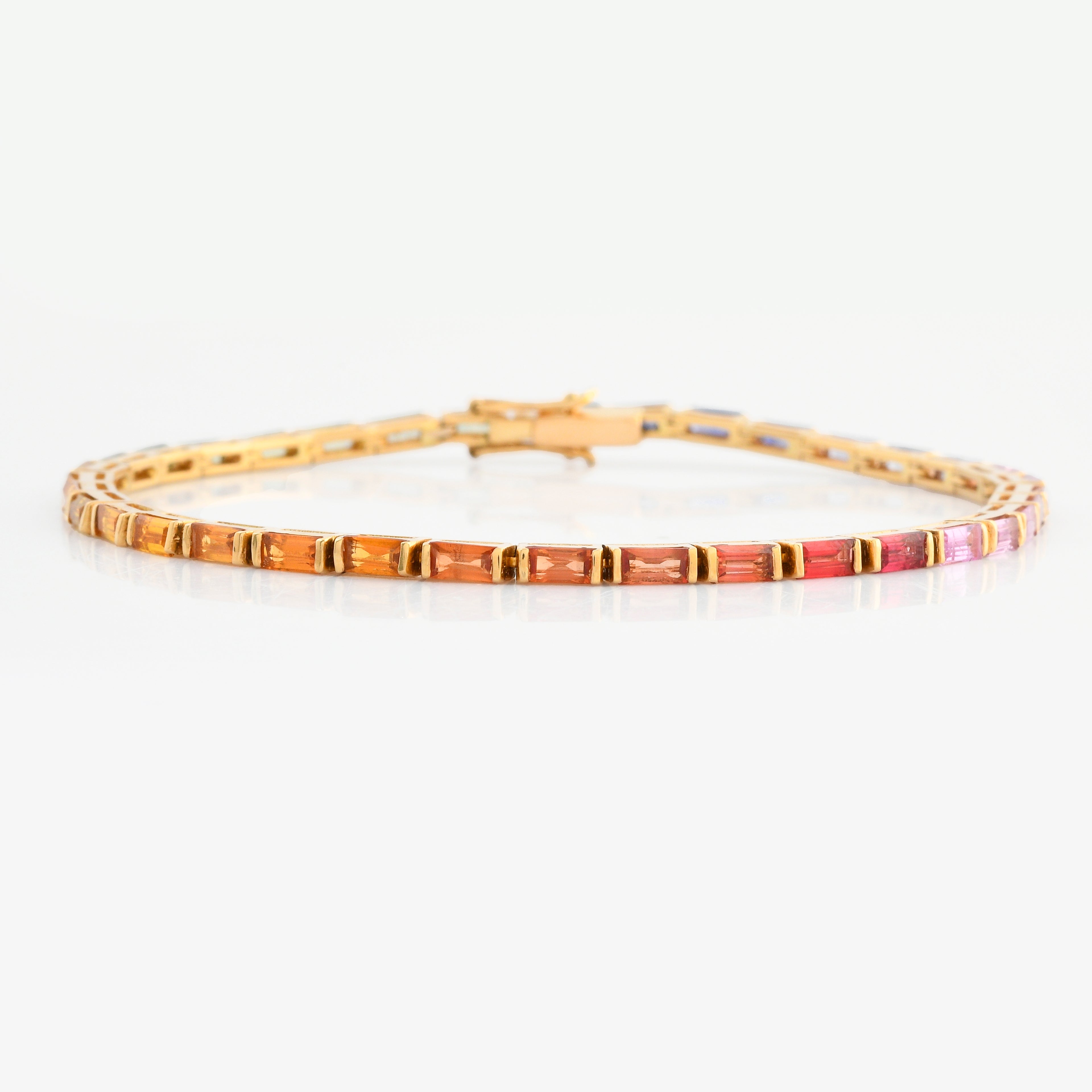 Pulseira Riviera Baguete Safira Multicolorida