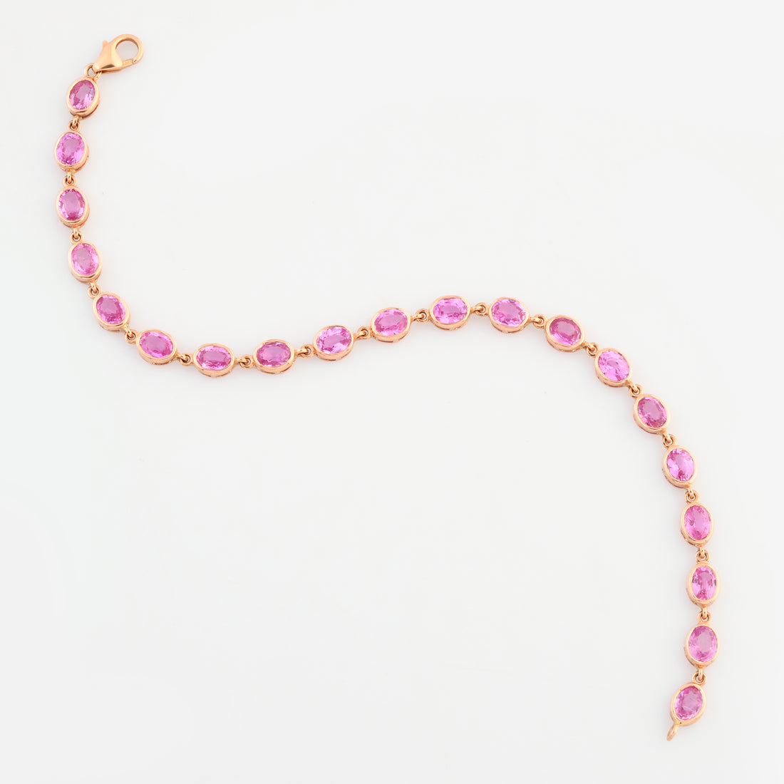 Pulseira Oval Rose Cut Safira Rosa