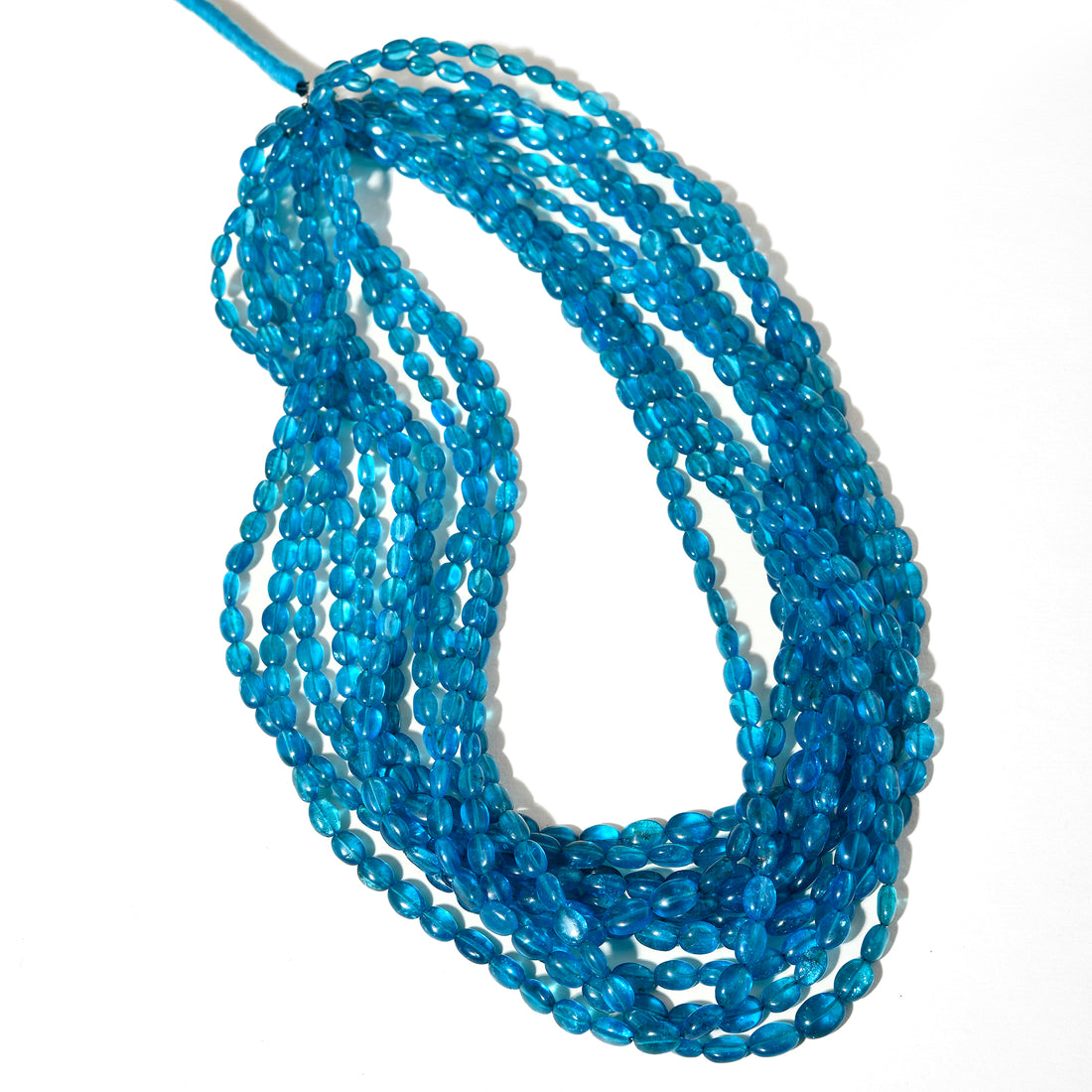 Apatita Neon Oval 7x5 mm – Pedra Natural em Fio de 40 cm