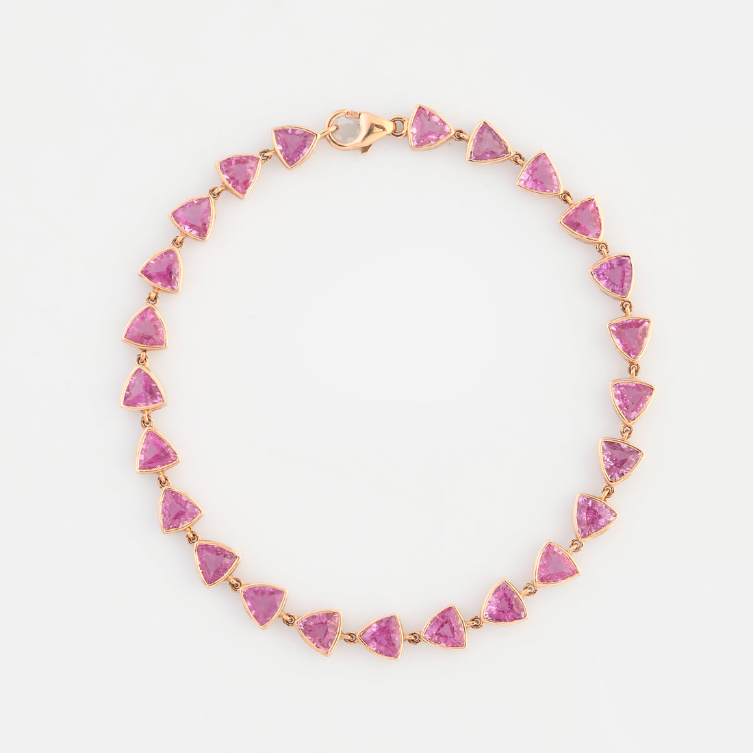 Pulseira Trillion Rose Cut Safira Rosa