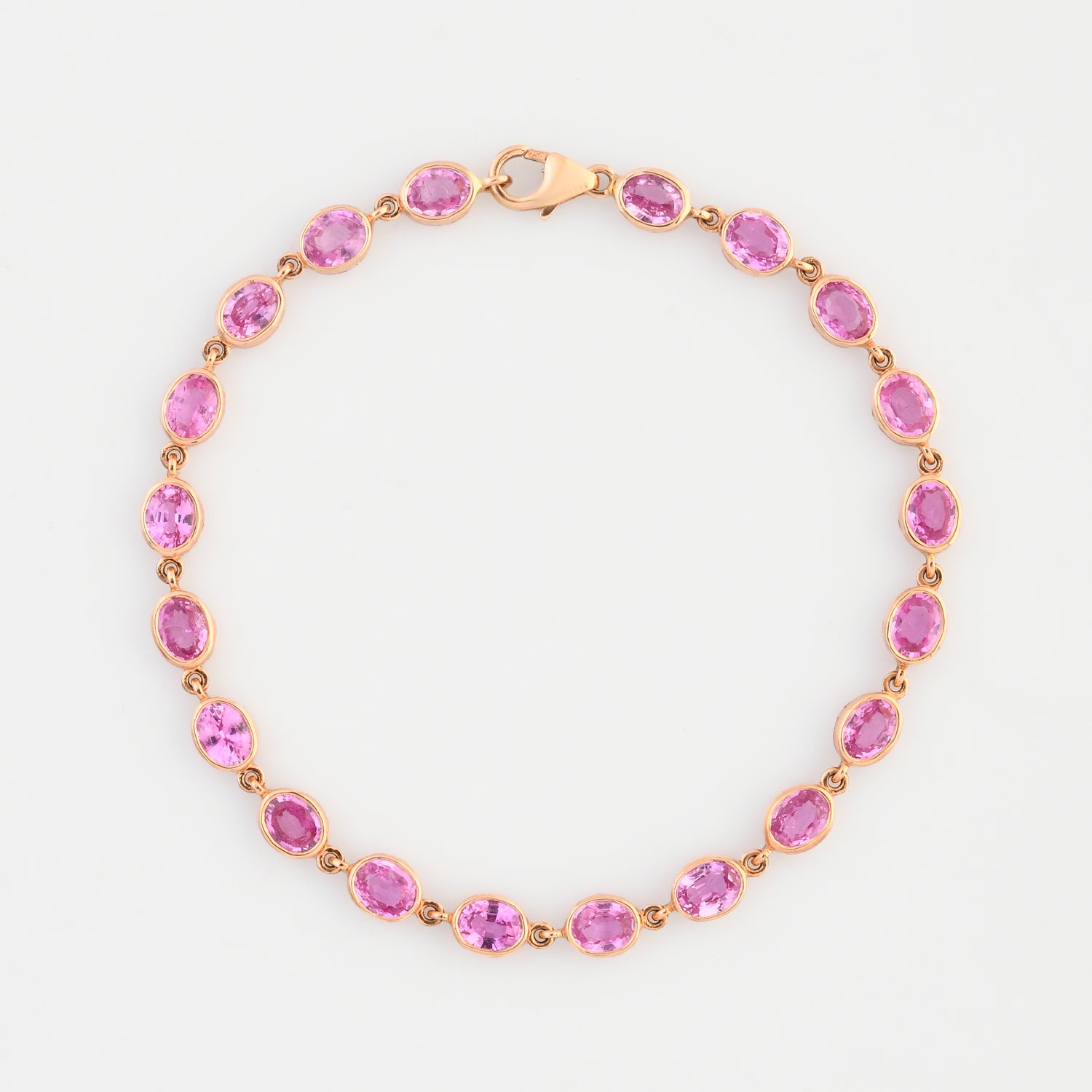 Pulseira Oval Rose Cut Safira Rosa