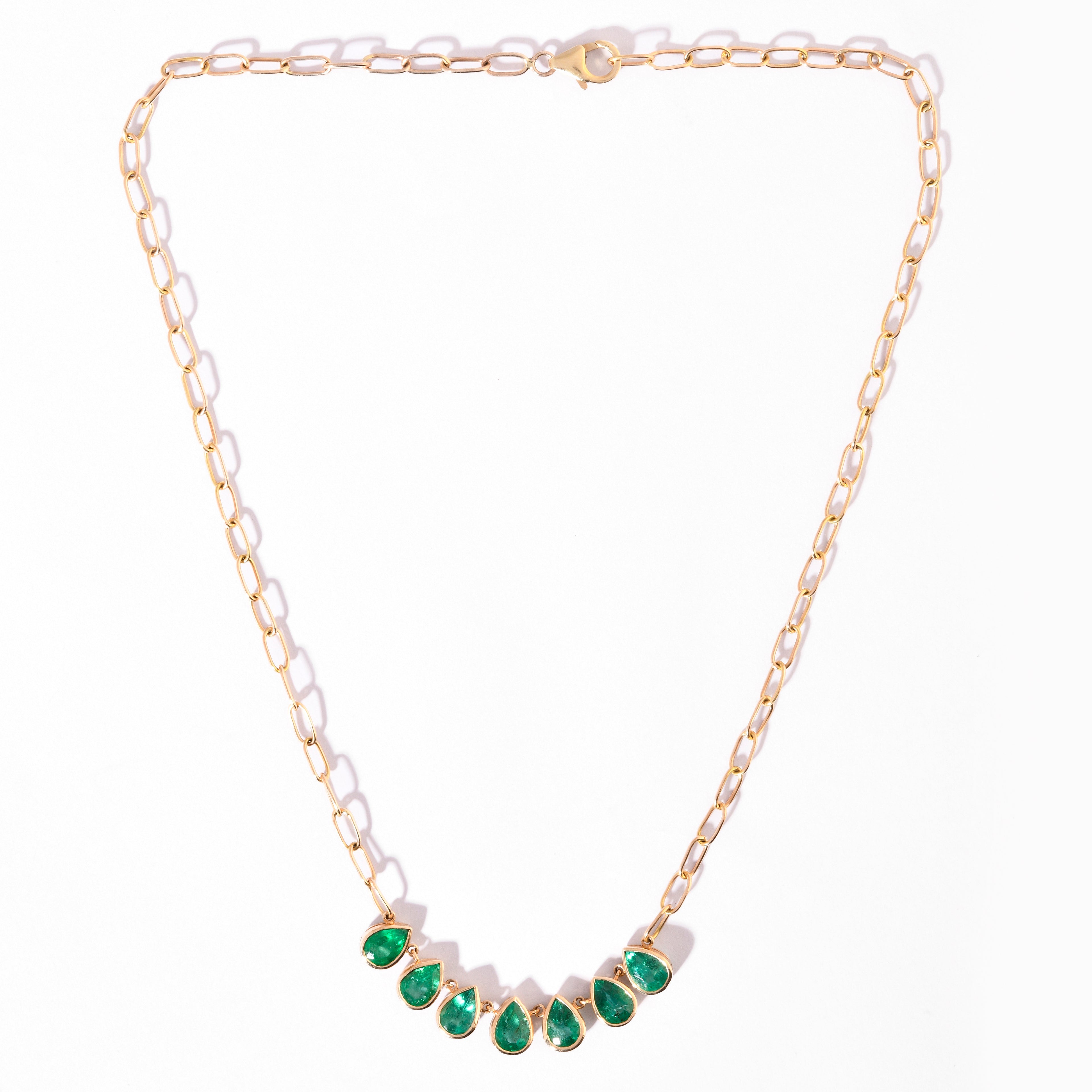 Colar Chain Gota Bezel Set Esmeralda