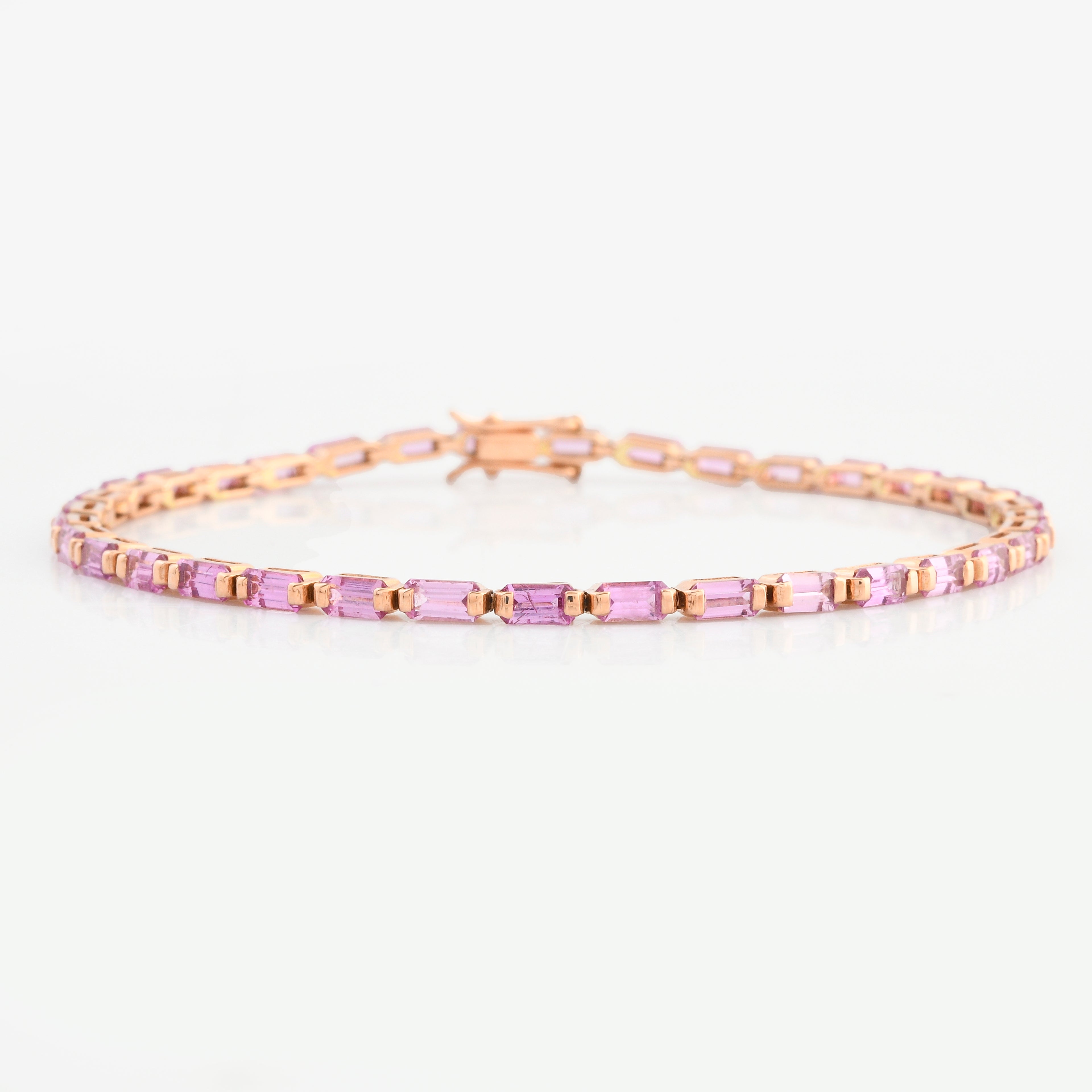 Pulseira Riviera Retangular Safira Rosa