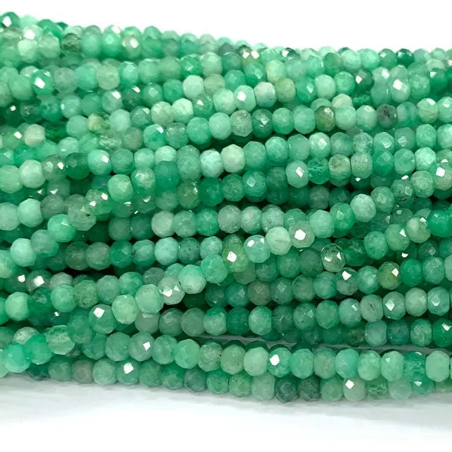 Esmeralda Botao Facetado 2x3 mm - 1 Fio - 40 cm