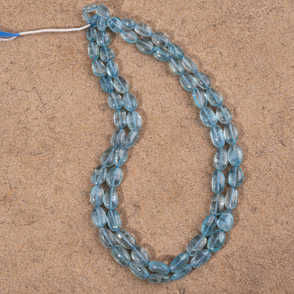 Fio de Água Marinha Natural 8-13.5mm – Pedra Lapidada para Joias - 40 cm