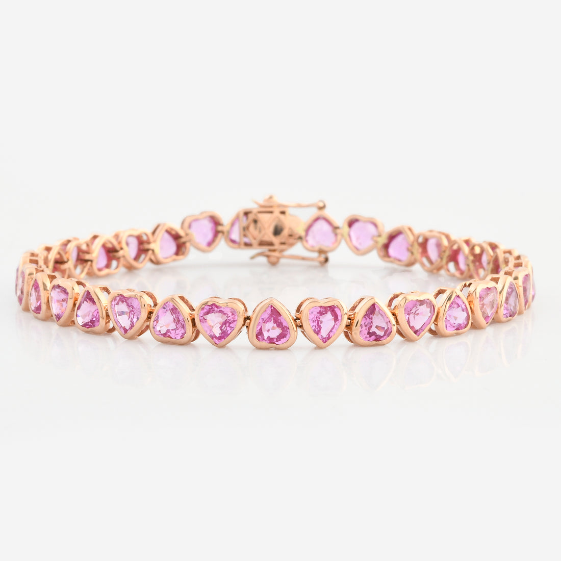 Pulseira Riviera Coração Invertido Safira Rosa