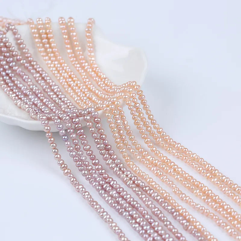 PEROLA POTATO 3-3.5 MM CORES LILAS E ROSA - 1 FIO - 38 CM