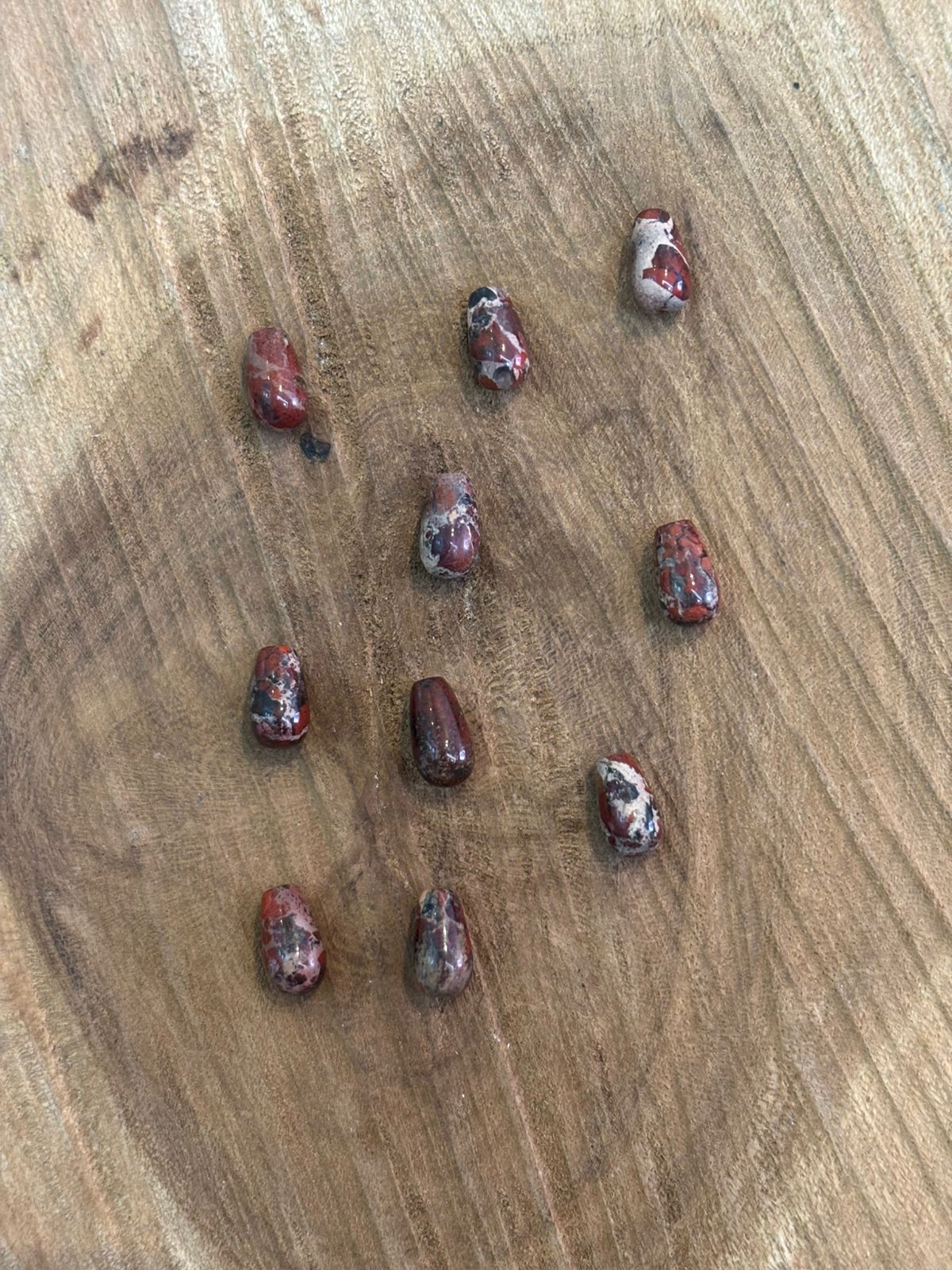 JASPE LISA 1/2 FURO - 5X10MM / LOTE COM 10 PEÇAS