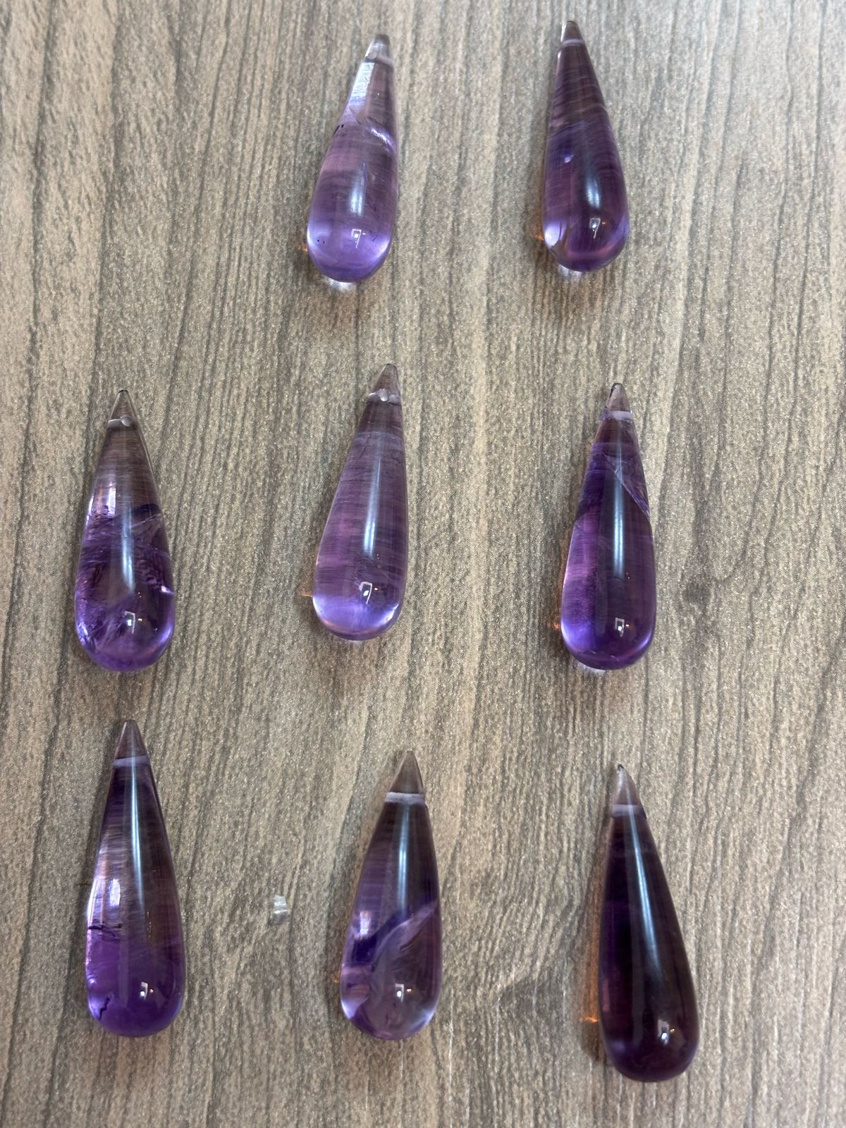 AMETISTA GOTA LISA FURO HORIZONTAL - LOTE 8PEÇAS