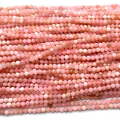 Fio de Opala Rosa Natural Bola Facetada 2–2.5mm – 40cm