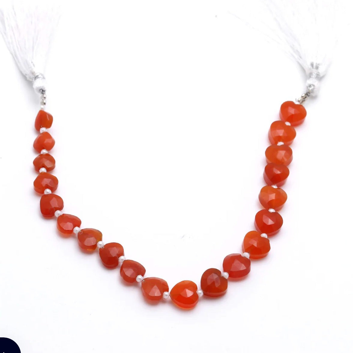CORNALINA CORAÇÃO FACETADA 8MM - 20CM- 1FIO