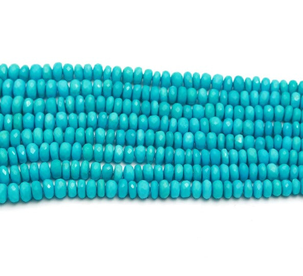 TURQUESA NATURAL BOTÃO FACETADO 5MM - 40CM - 1FIO