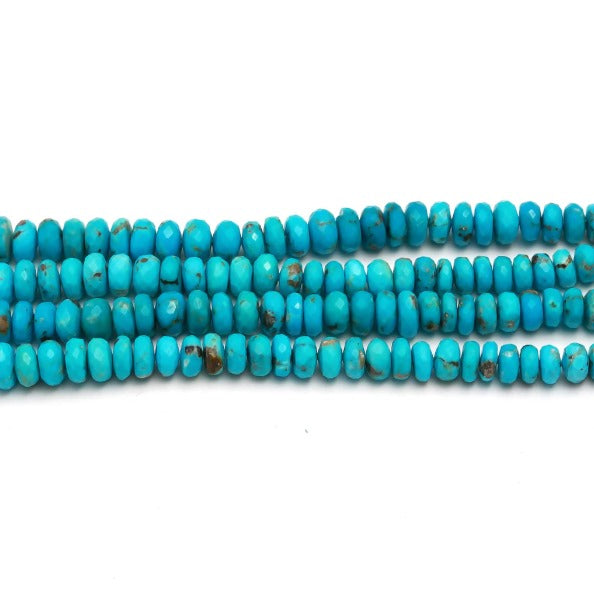 TURQUESA NATURAL BOTÃO FACETADO 6MM - 40CM - 1 FIO