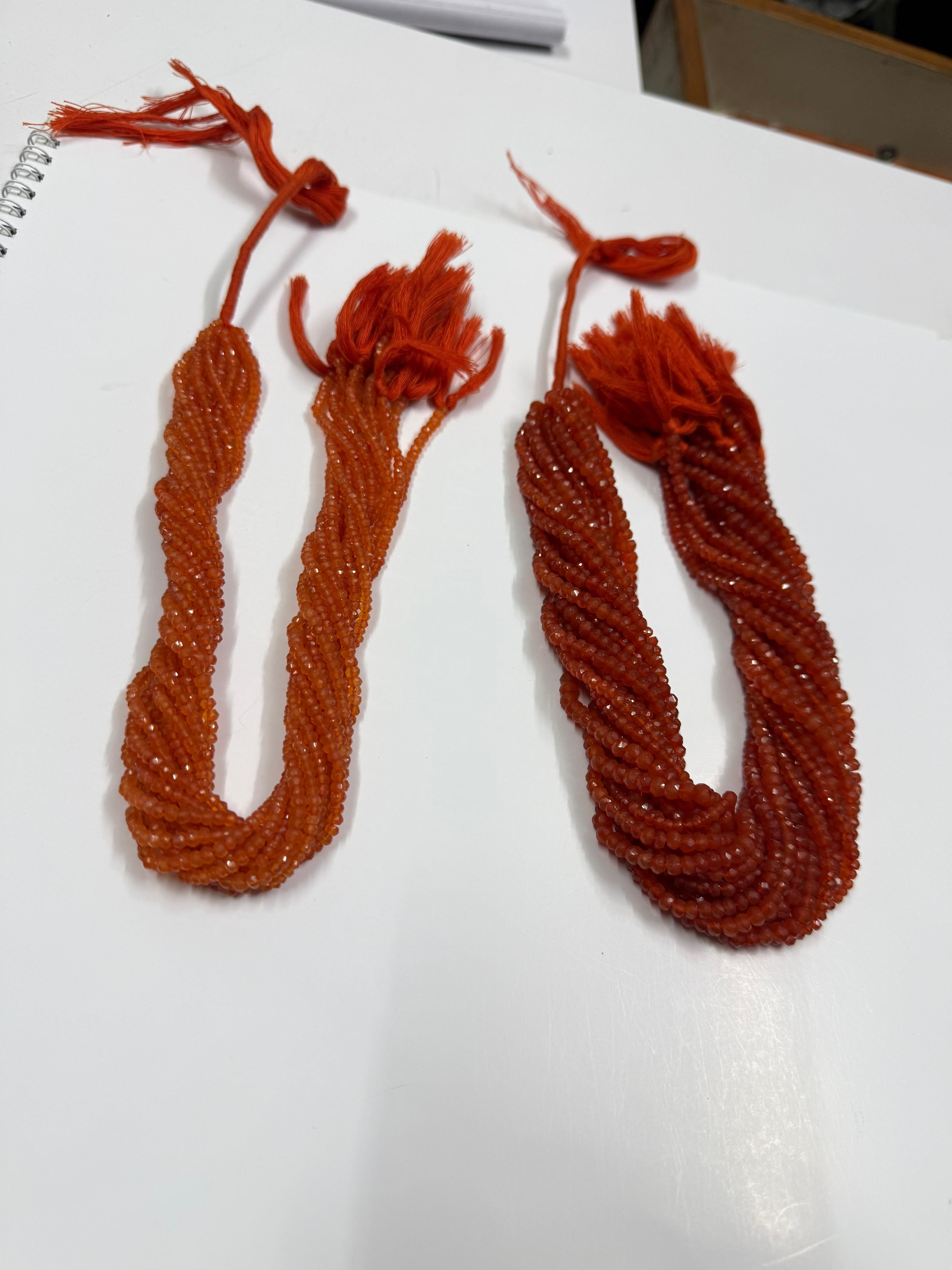 Cornalina Botão Facetado 4 mm - 1 Fio 38 cm