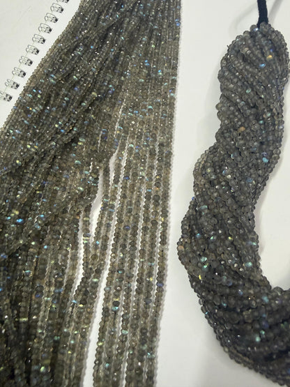 Labradorita Botão Facetado 3-4 mm - 1 Fio 38 cm